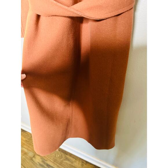 JUSTFAB Camel Brown Knit Side Pockets Tie Waist Drape Coat Size Small - Picture 13 of 16